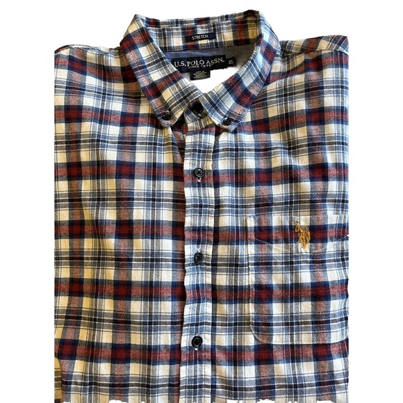 U.S . Polo Assn. Sz XL Plaid Flannel Long Sleeve Stretch Button Down Shirt‎ - Picture 1 of 6